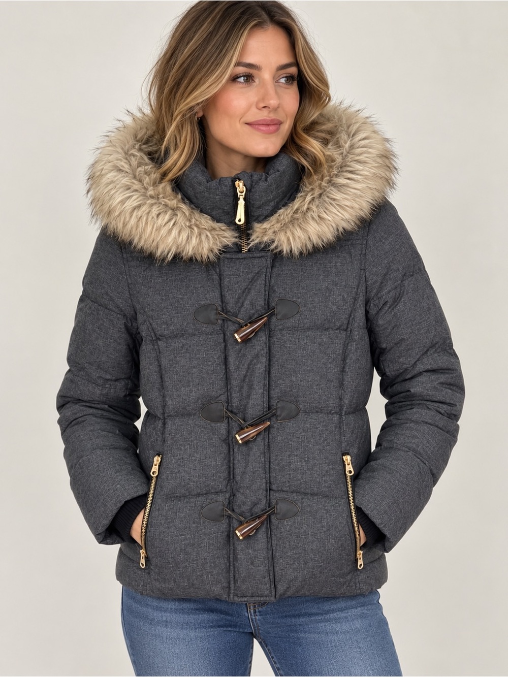 Juicy Couture 80% Down Fur Hood Puffer Jacket XS 18x22